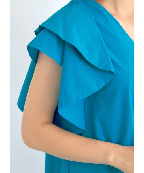 STYLE DELI（スタイルデリ）の「ダブルフリルスリーブワンピース（ワンピース・レディース・ブラック/ターコイズブルー・01/02）」の3枚目の写真