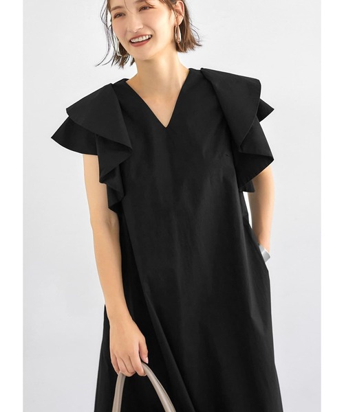 STYLE DELI（スタイルデリ）の「ダブルフリルスリーブワンピース（ワンピース・レディース・ブラック/ターコイズブルー・01/02）」の8枚目の写真