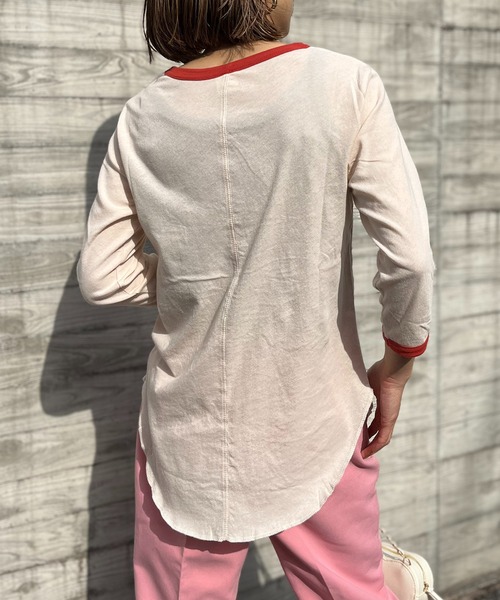 mi via loca(ミヴィアロカ)の「シアーリンガーロゴ7分袖Tシャツ(Tシャツ/カットソー・レディース・ブラック/オレンジ/ラベンダー・FREE)」の22枚目の写真