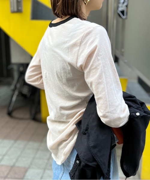 シアーリンガーロゴ7分袖Tシャツ（Tシャツ/カットソー）｜mi