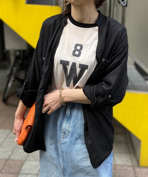 mi via loca(ミヴィアロカ)の「シアーリンガーロゴ7分袖Tシャツ(Tシャツ/カットソー・レディース・ブラック/オレンジ/ラベンダー・FREE)」の14枚目の写真