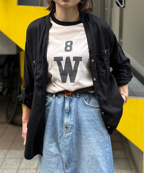 シアーリンガーロゴ7分袖Tシャツ（Tシャツ/カットソー）｜mi