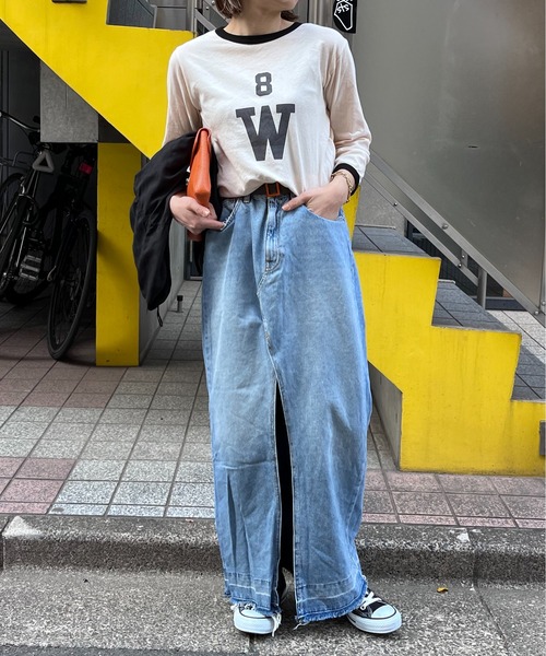 mi via loca(ミヴィアロカ)の「シアーリンガーロゴ7分袖Tシャツ(Tシャツ/カットソー・レディース・ブラック/オレンジ/ラベンダー・FREE)」の18枚目の写真