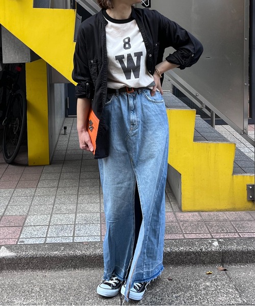 mi via loca(ミヴィアロカ)の「シアーリンガーロゴ7分袖Tシャツ(Tシャツ/カットソー・レディース・ブラック/オレンジ/ラベンダー・FREE)」の21枚目の写真