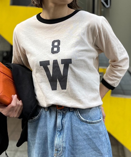 mi via loca(ミヴィアロカ)の「シアーリンガーロゴ7分袖Tシャツ(Tシャツ/カットソー・レディース・ブラック/オレンジ/ラベンダー・FREE)」の11枚目の写真