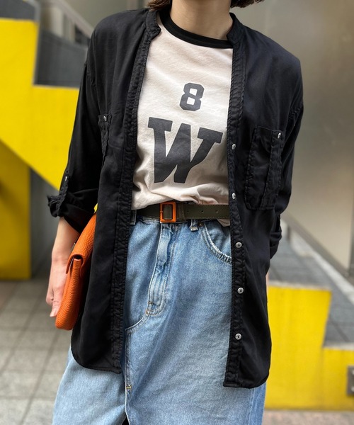 mi via loca(ミヴィアロカ)の「シアーリンガーロゴ7分袖Tシャツ(Tシャツ/カットソー・レディース・ブラック/オレンジ/ラベンダー・FREE)」の16枚目の写真