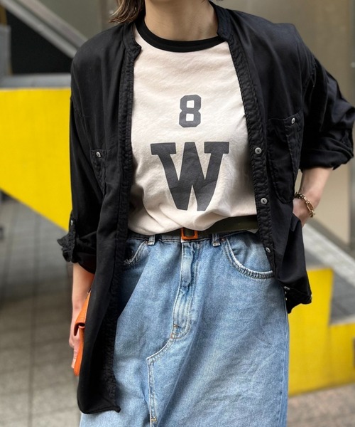 シアーリンガーロゴ7分袖Tシャツ（Tシャツ/カットソー）｜mi via loca