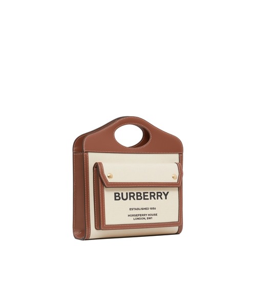 BURBERRY(バーバリー)の「ミニ ツートン キャンバス&レザー ポケットバッグ(ハンドバッグ・レディース・ナチュラル・ONE SIZE)」の7枚目の写真