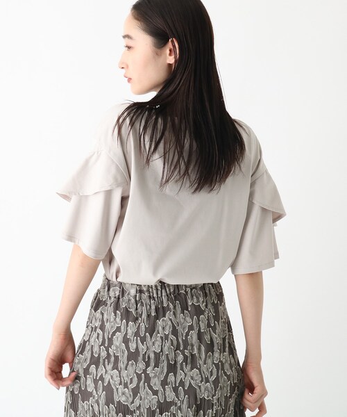 OPAQUE.CLIP（オペークドットクリップ）の「◆ペタルスリーブカットソー【シルキースーピマ/WEB限定サイズ】（Tシャツ/カットソー・レディース・ライトグレー/ブラック/ホワイト系/ブルー・40/38/36/42）」の12枚目の写真