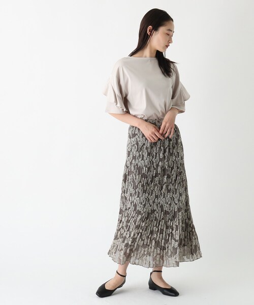 OPAQUE.CLIP（オペークドットクリップ）の「◆ペタルスリーブカットソー【シルキースーピマ/WEB限定サイズ】（Tシャツ/カットソー・レディース・ライトグレー/ブラック/ホワイト系/ブルー・40/38/36/42）」の22枚目の写真