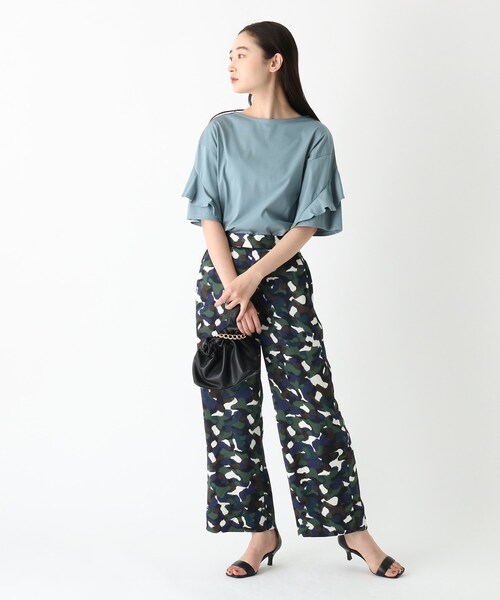 OPAQUE.CLIP（オペークドットクリップ）の「◆ペタルスリーブカットソー【シルキースーピマ/WEB限定サイズ】（Tシャツ/カットソー・レディース・ライトグレー/ブラック/ホワイト系/ブルー・40/38/36/42）」の13枚目の写真