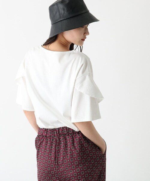 OPAQUE.CLIP（オペークドットクリップ）の「◆ペタルスリーブカットソー【シルキースーピマ/WEB限定サイズ】（Tシャツ/カットソー・レディース・ライトグレー/ブラック/ホワイト系/ブルー・40/38/36/42）」の20枚目の写真