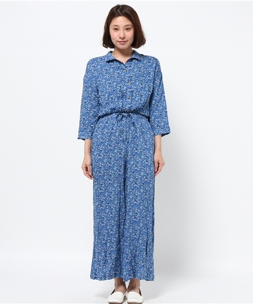 Kastane(カスタネ)の「【Kastane】ワイドジャンプスーツ(サロペット/オーバーオール・レディース・ブルー/イエロー・FREE)」の3枚目の写真