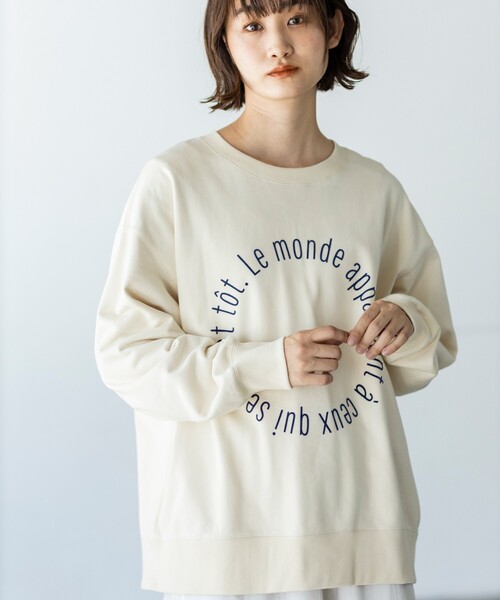 THE SHOP TK （ザ ショップ ティーケー ）の「◆サークルロゴプリントプルオーバー（スウェット・レディース・ネイビー/オフホワイト/オリーブ・11/12）」の2枚目の写真