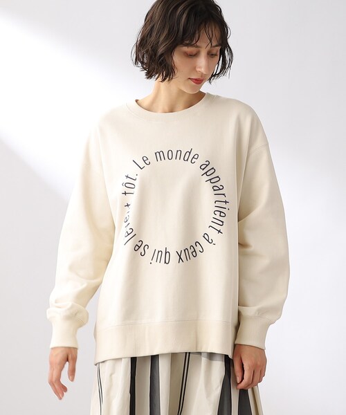 THE SHOP TK （ザ ショップ ティーケー ）の「◆サークルロゴプリントプルオーバー（スウェット・レディース・ネイビー/オフホワイト/オリーブ・11/12）」の8枚目の写真