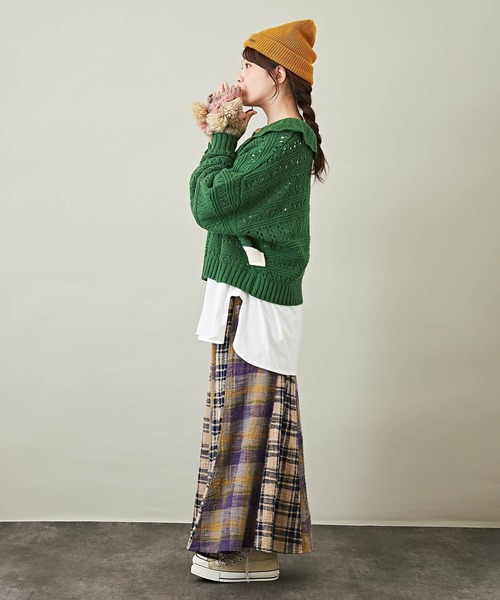 CUBE SUGAR（キューブシュガー）の「グラデーションニットハンドウォーマー（ネックウォーマー/スヌード・レディース・オレンジ系その他/パープル系その他/ブルー系その他・M）」の6枚目の写真