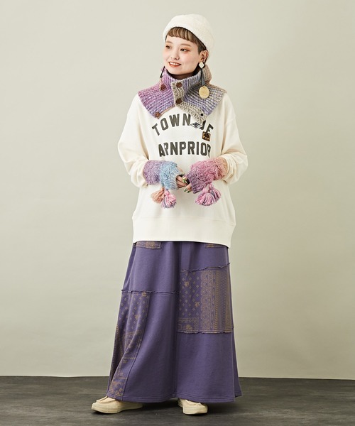 CUBE SUGAR（キューブシュガー）の「グラデーションニットハンドウォーマー（ネックウォーマー/スヌード・レディース・オレンジ系その他/パープル系その他/ブルー系その他・M）」の7枚目の写真