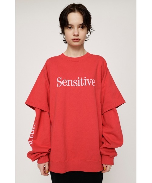 SLY（スライ）の「TUCK S/L LOGO SW タック ロゴ スウェット トレーナー（スウェット・レディース・杢グレー/ブラック/レッド・FREE）」の13枚目の写真