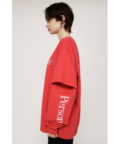 SLY（スライ）の「TUCK S/L LOGO SW タック ロゴ スウェット トレーナー（スウェット・レディース・杢グレー/ブラック/レッド・FREE）」の16枚目の写真