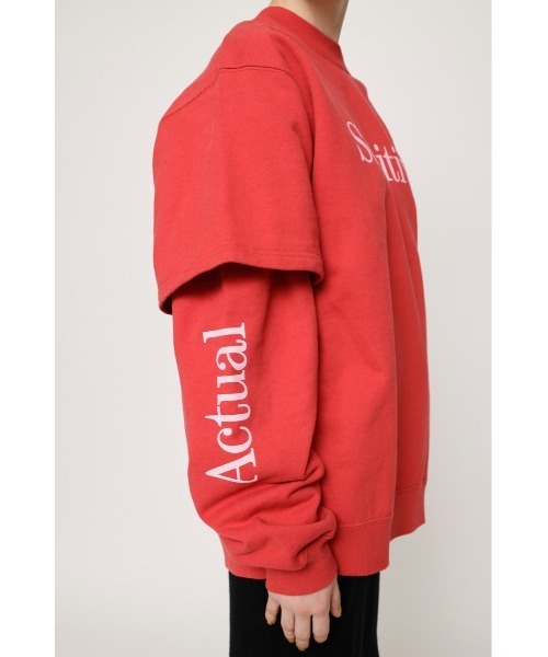 SLY（スライ）の「TUCK S/L LOGO SW タック ロゴ スウェット トレーナー（スウェット・レディース・杢グレー/ブラック/レッド・FREE）」の17枚目の写真