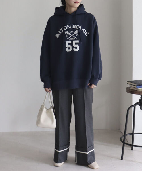 fredy emue（フレディエミュ）の「ロールアップフレアーワイドパンツ（スラックス・レディース・チャコールグレー/ベージュ・38/36）」の11枚目の写真