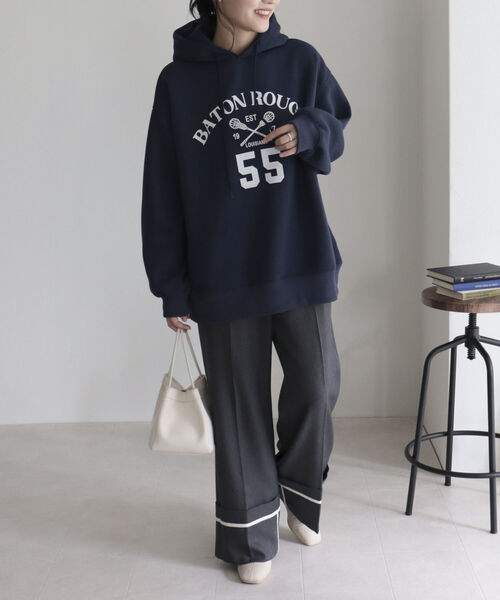 fredy emue（フレディエミュ）の「ロールアップフレアーワイドパンツ（スラックス・レディース・チャコールグレー/ベージュ・38/36）」の13枚目の写真