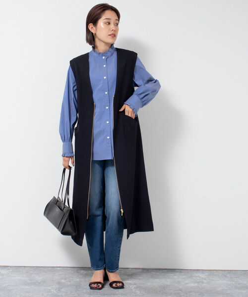 美品♡LOUNGEDRESS リネンノーカラージャケット（ネイビー） セール】ジャンスカワンピース（ワンピース）｜NOLLEY'S（ノーリーズ