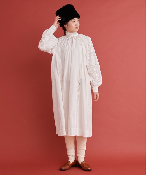 Malle(マル)の「Malle レース ふんわりドレス(Tシャツ/カットソー・レディース・オフホワイト/ブラック・FREE)」の6枚目の写真