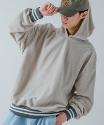 ラインリブ フリース プルオーバーパーカー