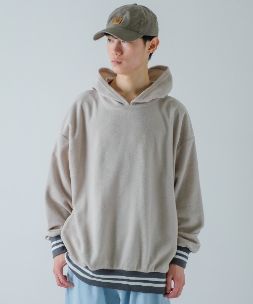 improves（インプローブス）の「ラインリブ フリース プルオーバーパーカー（パーカー・メンズ・グレイッシュベージュ/ベージュ/ダークグリーン/ネイビー/チャコール/ブラック・MEDIUM/LARGE/X-LARGE）」の13枚目の写真