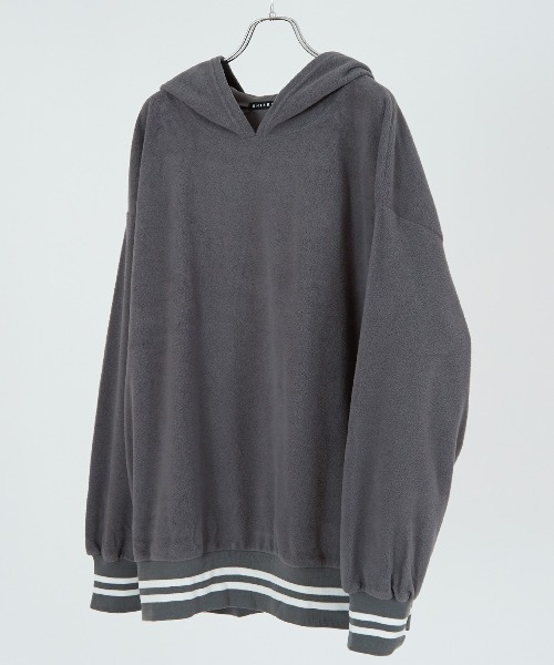 improves（インプローブス）の「ラインリブ フリース プルオーバーパーカー（パーカー・メンズ・グレイッシュベージュ/ベージュ/ダークグリーン/ネイビー/チャコール/ブラック・MEDIUM/LARGE/X-LARGE）」の11枚目の写真