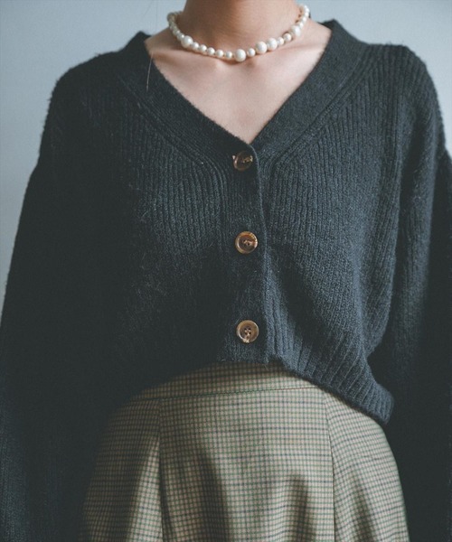 REDYAZEL（レディアゼル）の「畦ニットカーディガン（カーディガン/ボレロ・レディース・グリーン/アイボリー/ブラック・FREE）」の14枚目の写真