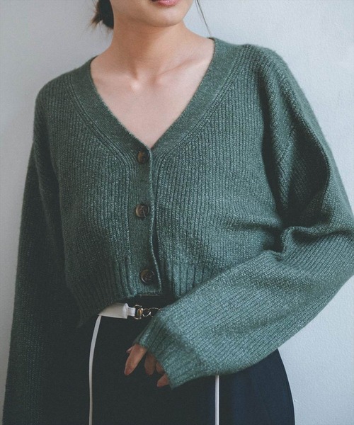 REDYAZEL（レディアゼル）の「畦ニットカーディガン（カーディガン/ボレロ・レディース・グリーン/アイボリー/ブラック・FREE）」の19枚目の写真