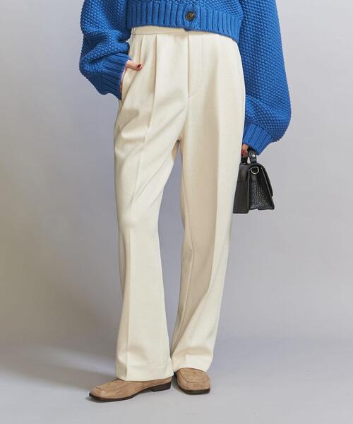 BEAUTY&YOUTH UNITED ARROWS（ビューティーアンドユースユナイテッドアローズ）の「ブークレ ダブル 2タック パンツ -ウォッシャブル-（その他パンツ・レディース・ターコイズブルー/オフホワイト/ブラック・M/S）」の2枚目の写真