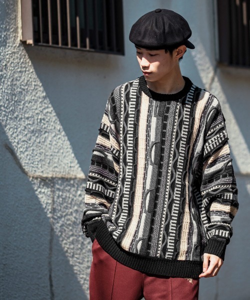 improves(インプローブス)の「ヴィンテージライク ジャガード織 3D クルーネック セーター(ニット/セーター・メンズ・ブラック/グリーン・LARGE/MEDIUM)」の4枚目の写真