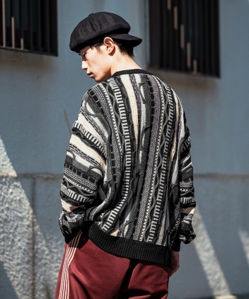 improves(インプローブス)の「ヴィンテージライク ジャガード織 3D クルーネック セーター(ニット/セーター・メンズ・ブラック/グリーン・LARGE/MEDIUM)」の6枚目の写真