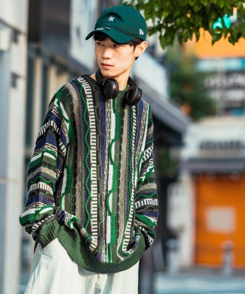 improves(インプローブス)の「ヴィンテージライク ジャガード織 3D クルーネック セーター(ニット/セーター・メンズ・ブラック/グリーン・LARGE/MEDIUM)」の8枚目の写真