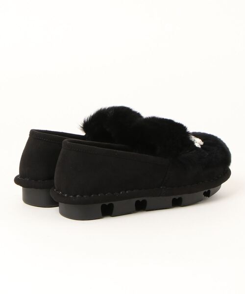 Noubel Voug Relax（ヌーベルヴォーグリラックス）の「キラキラビジューモフモフファースリッポン（スリッポン・レディース・ブラック/ネイビー/ダークベージュ/グレー・22.5cm/24.5cm/23cm/24cm/23.5cm）」の5枚目の写真