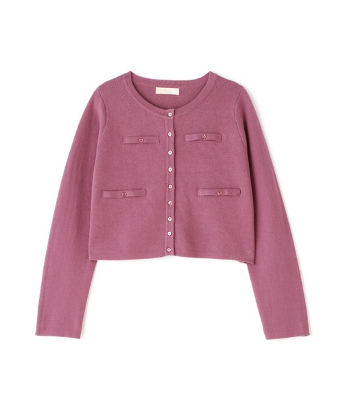 FREE'S MART（フリーズマート）の「◇ショート丈クルーネックニットカーディガン（カーディガン/ボレロ・レディース・ブラック/ホワイト/ライトグリーン/パープル・FREE）」の4枚目の写真