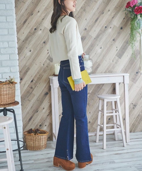 FREE'S MART（フリーズマート）の「◇ショート丈クルーネックニットカーディガン（カーディガン/ボレロ・レディース・ブラック/ホワイト/ライトグリーン/パープル・FREE）」の9枚目の写真