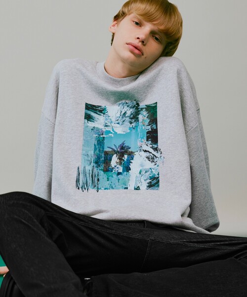 tk.TAKEO KIKUCHI(ティーケータケオキクチ)の「◆アブストラクトペインティングスウェット(スウェット・メンズ・ライトグレー系6/ブラック/ベージュ・01/03/02)」の3枚目の写真