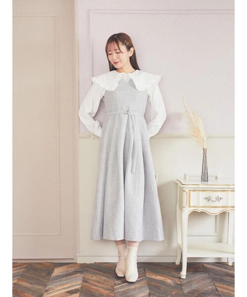 Areeam（アリーム）の「ツイードジャンスカ（ジャンパースカート・レディース・ライトグレー/イエロー・FREE）」の14枚目の写真