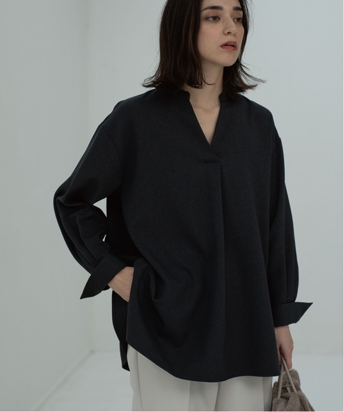 OPAQUE.CLIP（オペークドットクリップ）の「◆ウール調ツイル スキッパーブラウス（シャツ/ブラウス・レディース・アイボリー/ナチュラル/グレー系その他・42/38/40）」の4枚目の写真