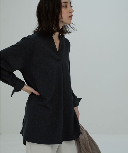 OPAQUE.CLIP（オペークドットクリップ）の「◆ウール調ツイル スキッパーブラウス（シャツ/ブラウス・レディース・アイボリー/ナチュラル/グレー系その他・42/38/40）」の5枚目の写真