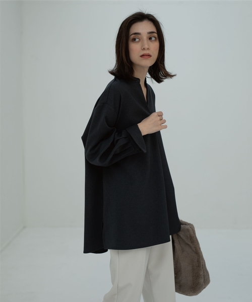 OPAQUE.CLIP（オペークドットクリップ）の「◆ウール調ツイル スキッパーブラウス（シャツ/ブラウス・レディース・アイボリー/ナチュラル/グレー系その他・42/38/40）」の8枚目の写真