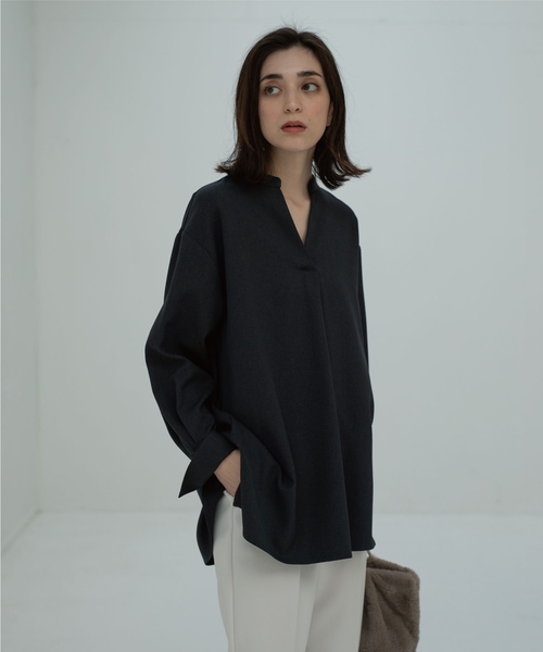 OPAQUE.CLIP（オペークドットクリップ）の「◆ウール調ツイル スキッパーブラウス（シャツ/ブラウス・レディース・アイボリー/ナチュラル/グレー系その他・42/38/40）」の9枚目の写真