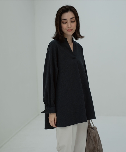 OPAQUE.CLIP（オペークドットクリップ）の「◆ウール調ツイル スキッパーブラウス（シャツ/ブラウス・レディース・アイボリー/ナチュラル/グレー系その他・42/38/40）」の10枚目の写真