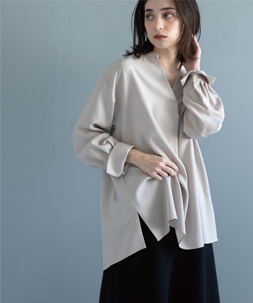 OPAQUE.CLIP（オペークドットクリップ）の「◆ウール調ツイル スキッパーブラウス（シャツ/ブラウス・レディース・アイボリー/ナチュラル/グレー系その他・42/38/40）」の20枚目の写真