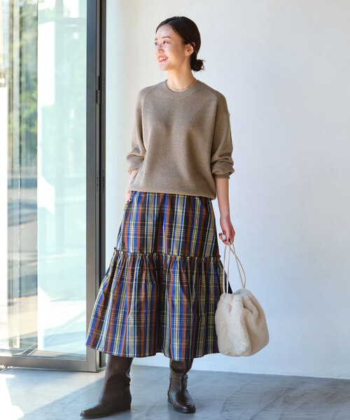 IENA（イエナ）の「CASH WOOL二重襟プルオーバー（ニット/セーター・レディース・チャコールグレー/チョコ/ライトグレー・FREE）」の13枚目の写真