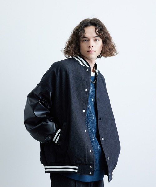 JUNRED（ジュンレッド）の「ヴィンテージデニムルーズスタジャン（スタジャン・メンズ・ブラック/サックスブルー・S/M/L）」の3枚目の写真